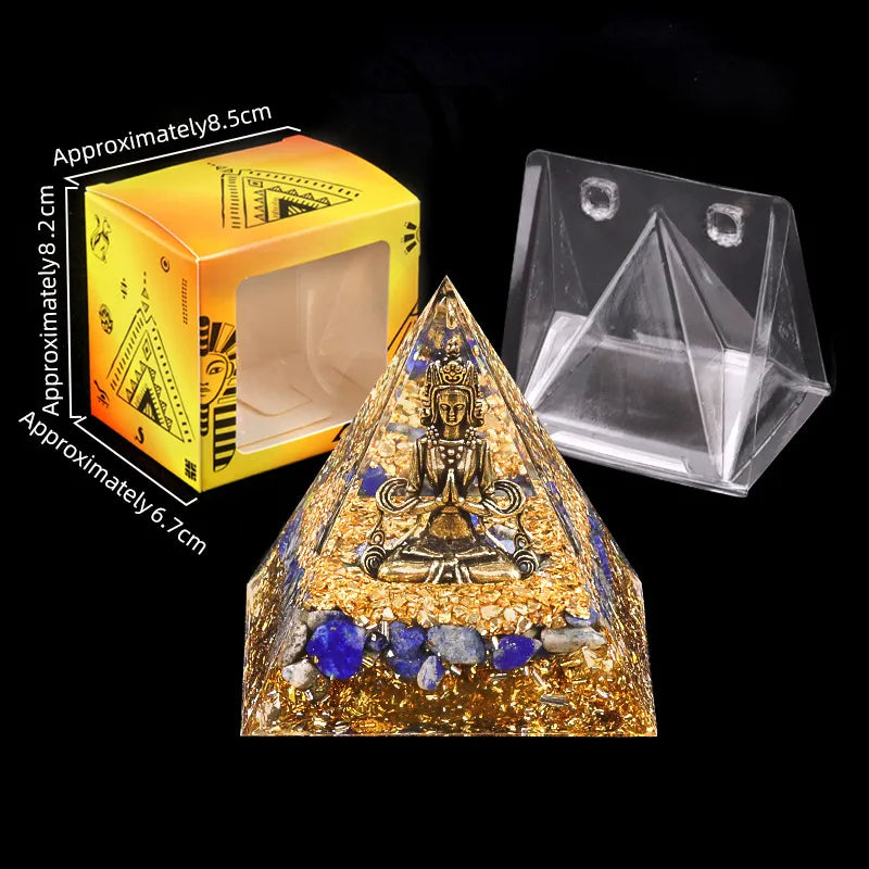 Boîte cadeau pour pyramides Bouddha et Shiva en pierres naturelles – présentation spirituelle et élégante – Aura Cristal