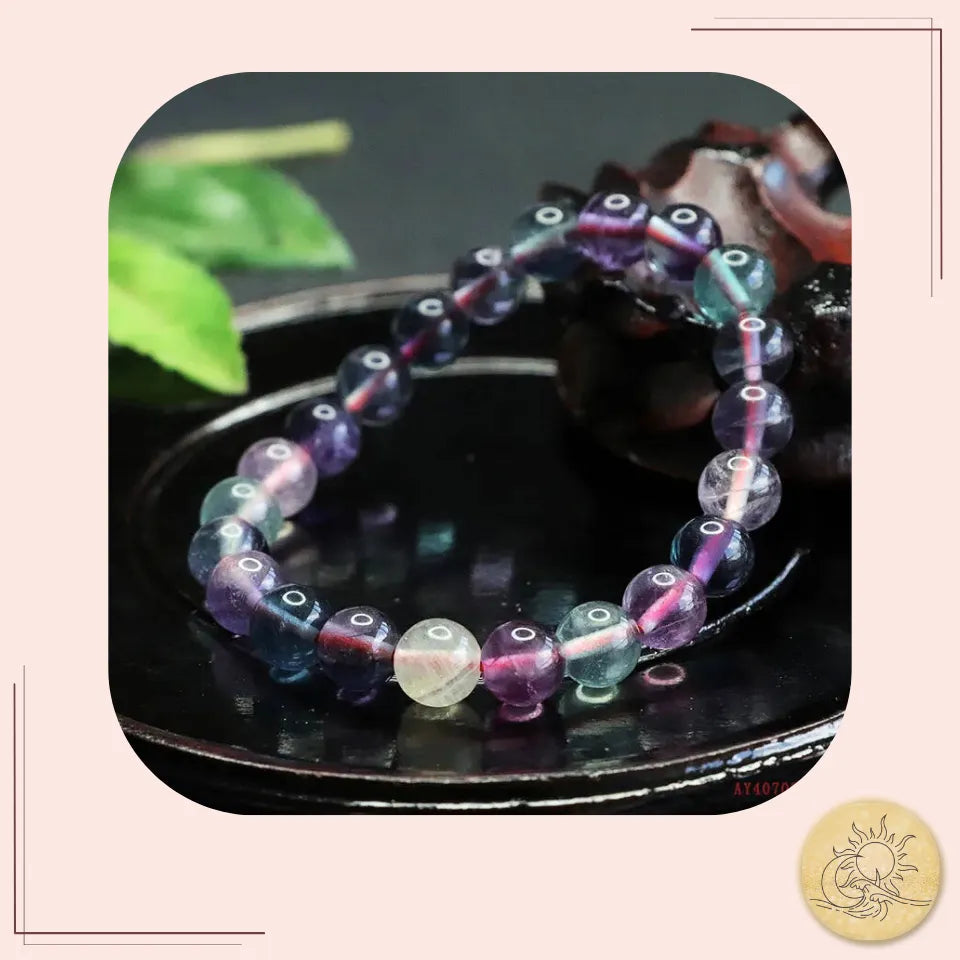 Bracelet Fluorite naturelle – perles rondes aux reflets arc-en-ciel – bijou harmonisant et apaisant – Aura Cristal