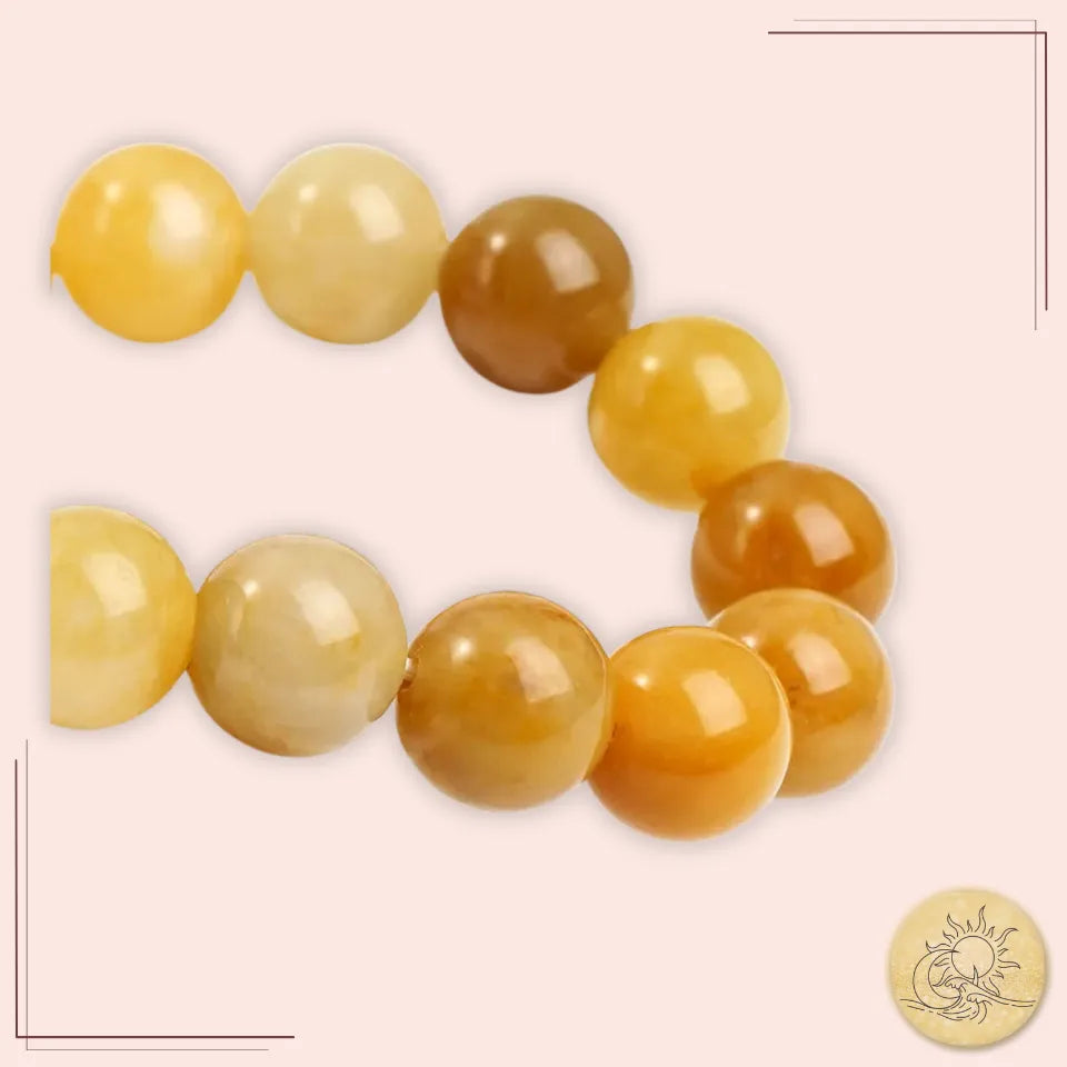 Bracelet en topaze naturelle, perles polies aux reflets dorés – bijou de lithothérapie stimulant la joie, la réussite et la motivation intérieure – Aura Cristal.
