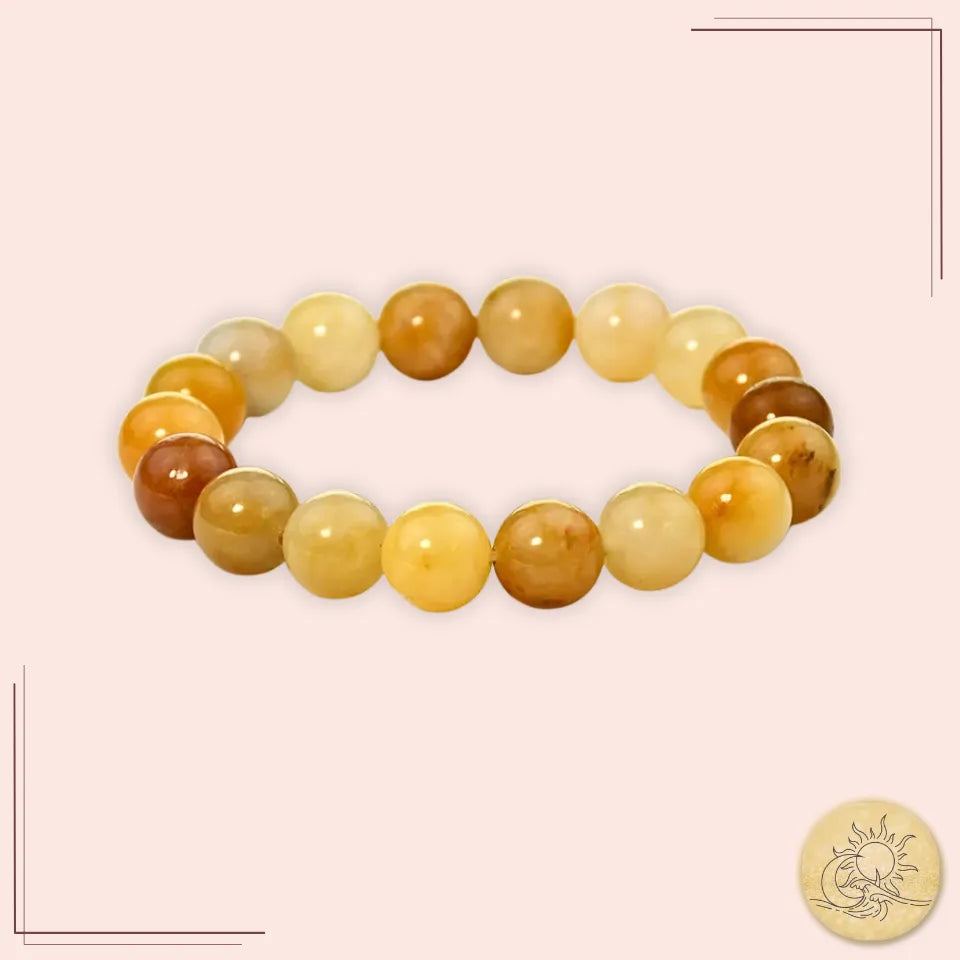 Bracelet pierre naturelle topaze 8mm, symbole de protection émotionnelle et d’optimisme – bijou lumineux et apaisant – Aura Cristal.