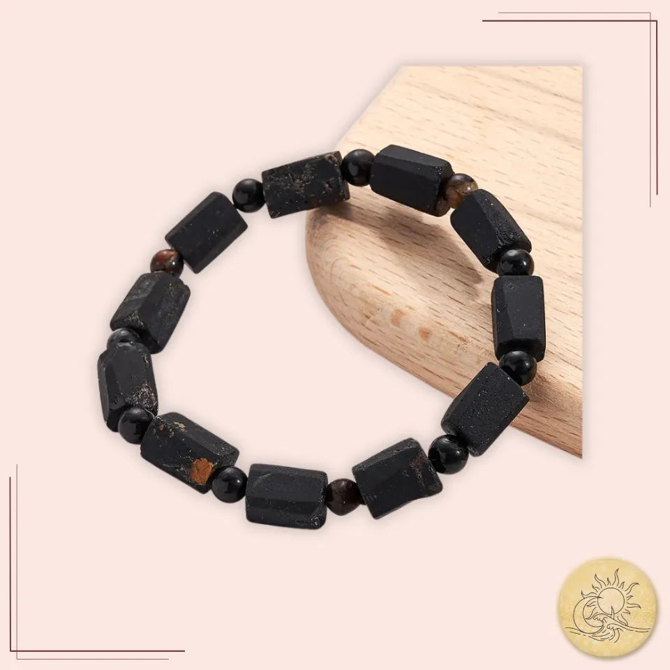 Bracelet en pierre naturelle de Tourmaline Noire – symbole de force, ancrage et équilibre intérieur – Aura Cristal