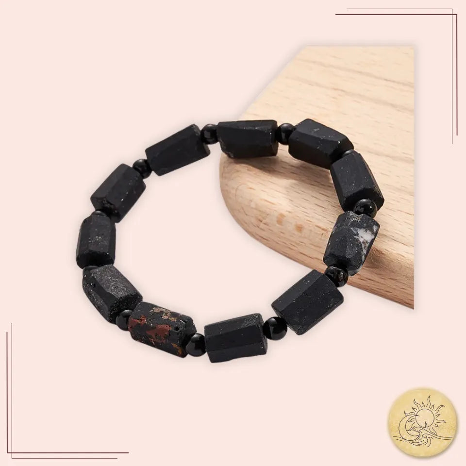 Bracelet Tourmaline Noire – pierre naturelle protectrice contre les énergies négatives – bijou unisexe – Aura Cristal