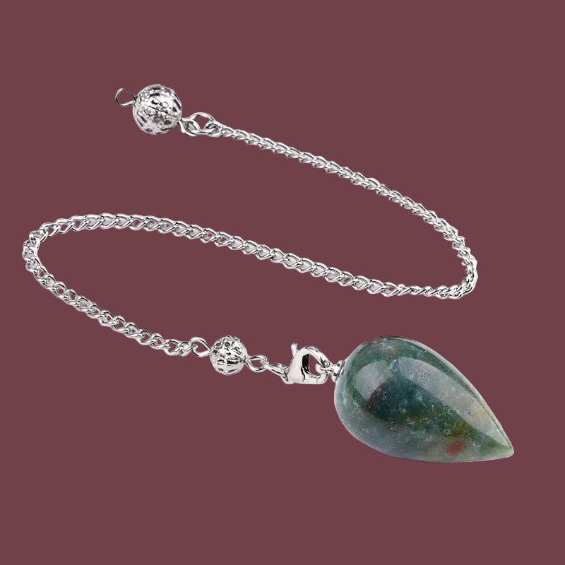 Pendule en agate indienne naturelle en forme de goutte – pierre d’équilibre et de connexion à la Terre – Aura Cristal