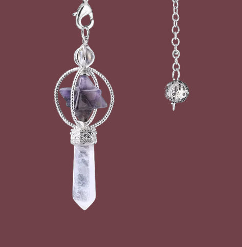 Pendule en améthyste naturelle – pierre de sérénité et de clarté spirituelle – forme Merkaba – Aura Cristal