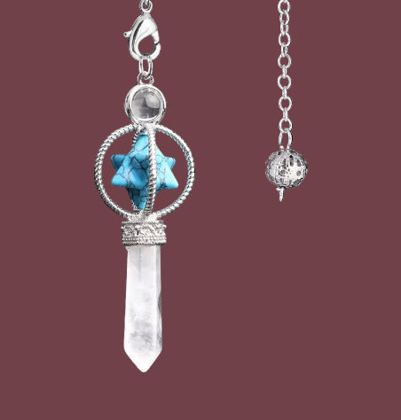 Pendule en howlite teintée bleue naturelle – pierre de calme et de maîtrise de soi – Aura Cristal