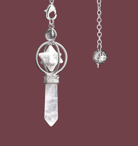 Pendule en howlite naturelle – pierre de calme et de maîtrise de soi – Aura Cristal