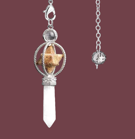 Pendule en jaspe paysage naturelle – pierre d’ancrage et de connexion à la Terre – Aura Cristal