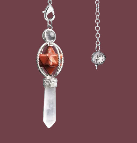 Pendule en jaspe rouge naturelle – pierre de stabilité et de courage – Aura Cristal