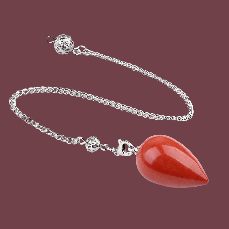 Pendule en jaspe rouge naturelle en forme de goutte – pierre de vitalité, de courage et de stabilité – Aura Cristal