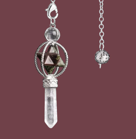 Pendule en jaspe sang de dragon naturelle – pierre de stabilité et de courage – Aura Cristal