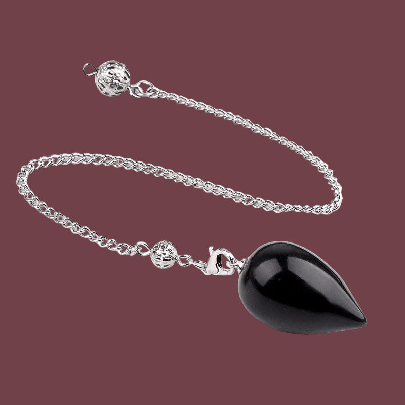 Pendule en obsidienne noire naturelle en forme de goutte – pierre de protection et d’ancrage profond – Aura Cristal