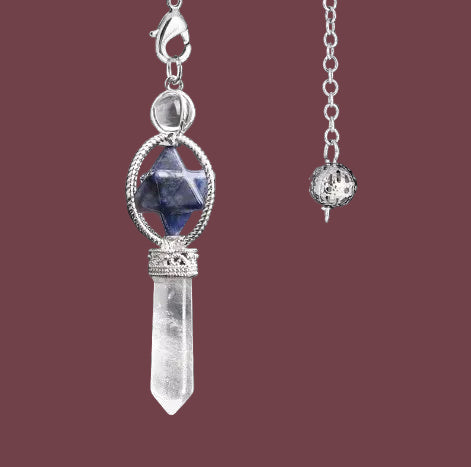 Pendule en sodalite naturelle – pierre de logique et de clarté intérieure – Aura Cristal