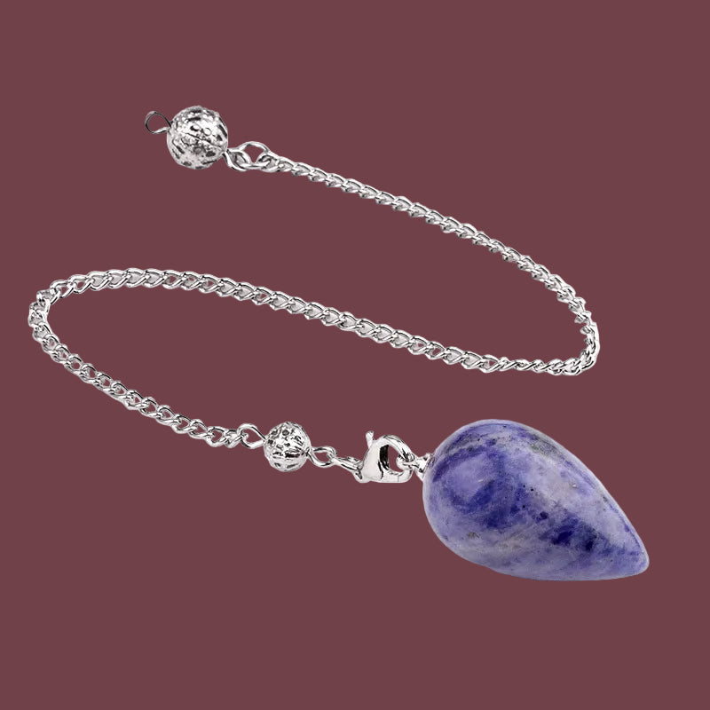 Pendule en sodalite naturelle en forme de goutte – pierre de clarté et de confiance intérieure – Aura Cristal