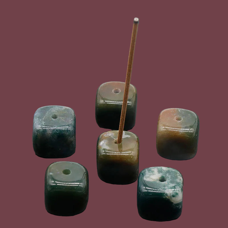 Porte-encens en unakite naturelle – pierre de guérison émotionnelle et d’équilibre du cœur – Aura Cristal
