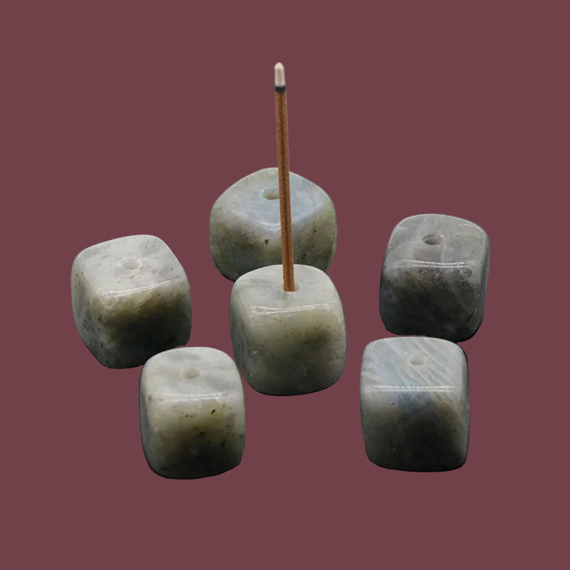 Porte-encens en labradorite naturelle – pierre de protection et de régénération énergétique – Aura Cristal