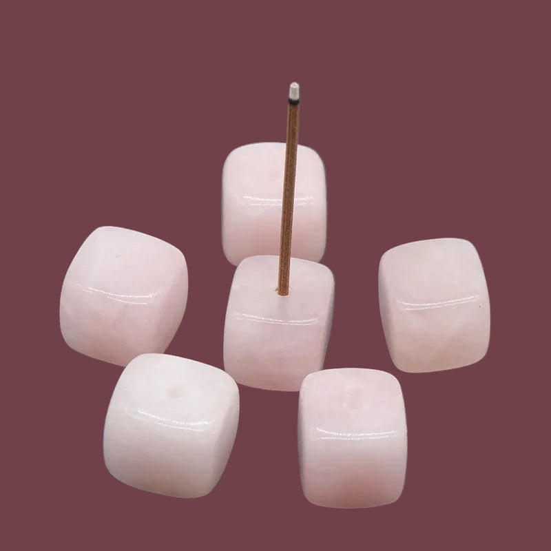 Porte-encens en quartz rose naturelle – pierre d’amour et de douceur – Aura Cristal