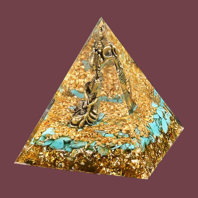 Pyramide Shiva en turquoise naturelle – énergie de protection, de purification et d’harmonie – Aura Cristal