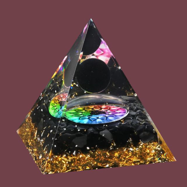 Pyramide énergétique en obsidienne noire naturelle – sphère protectrice pour l’ancrage et la purification des énergies – Aura Cristal