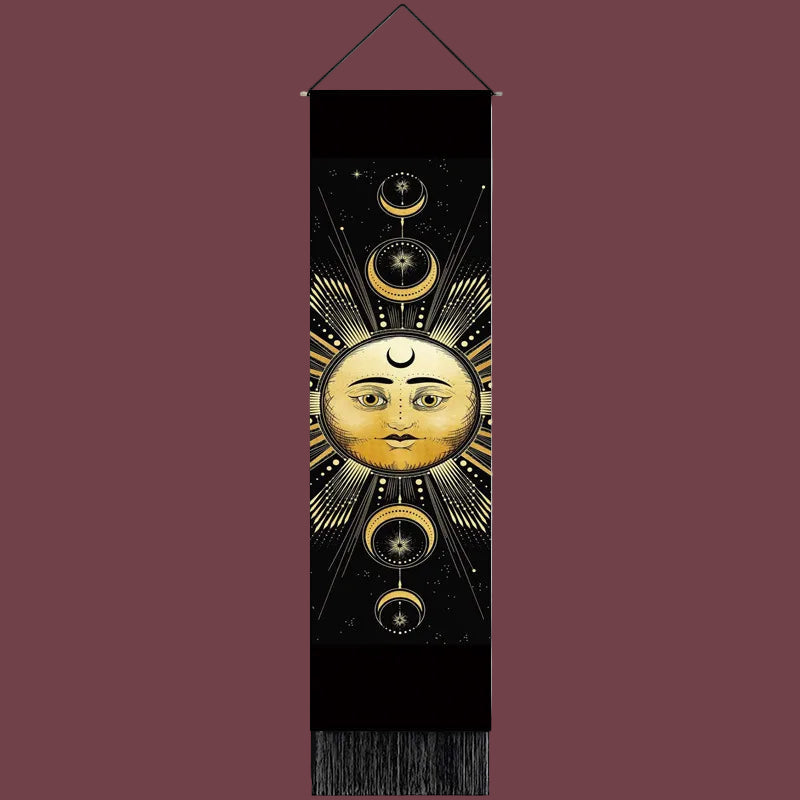 Tapisserie murale Cycle Lunaire – symbole de connexion aux phases de la lune et à la féminité sacrée – Aura Cristal