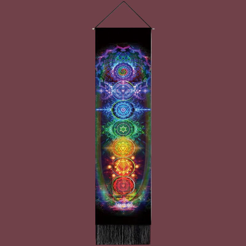 Tapisserie murale Énergie Vitale – symbole des chakras et de l’harmonie énergétique du corps – Aura Cristal