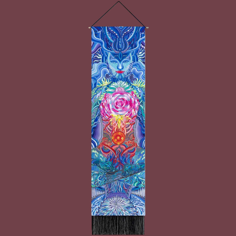 Tapisserie murale Gardien des Rêves – œuvre spirituelle onirique pour favoriser la détente et la méditation – Aura Cristal