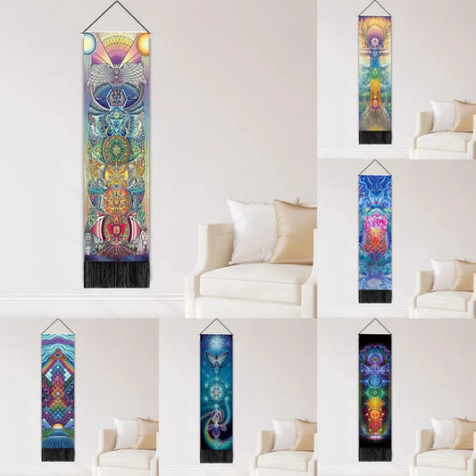 Collection de tapisseries murales spirituelles et mystiques – décorations énergétiques aux couleurs vibrantes – Aura Cristal