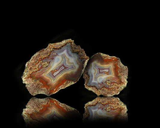 Géodes d’agate naturelle aux nuances brunes et orangées, symbole d’équilibre, de stabilité émotionnelle et d’harmonie intérieure – Aura Cristal
