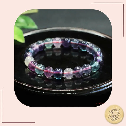 Bracelet en Fluorite multicolore naturelle – perles rondes polies – bijou énergétique d’équilibre et de clarté mentale – Aura Cristal