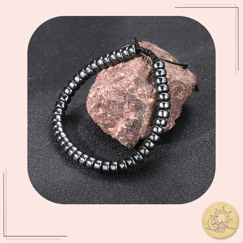 Bracelet Hématite naturelle – forme rectangle circulaire – style urbain et équilibrant – Aura Cristal