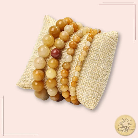 Ensemble de bracelets en topaze naturelle Old Topaz, pierres dorées et lumineuses – bijoux énergétiques favorisant la vitalité, la confiance et la clarté d’esprit – sélection spirituelle Aura Cristal.