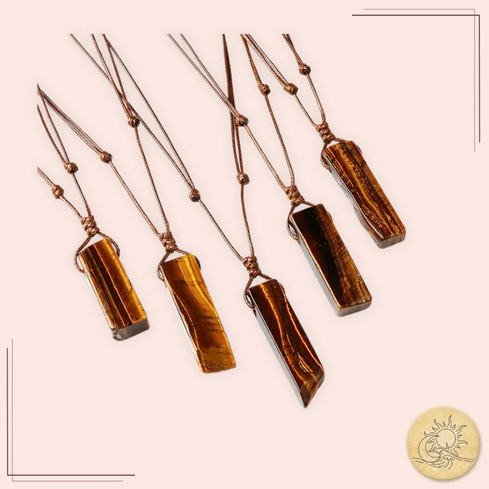 Collier pendentif en Œil de Tigre – pierre de protection, de confiance et de courage – Aura Cristal
