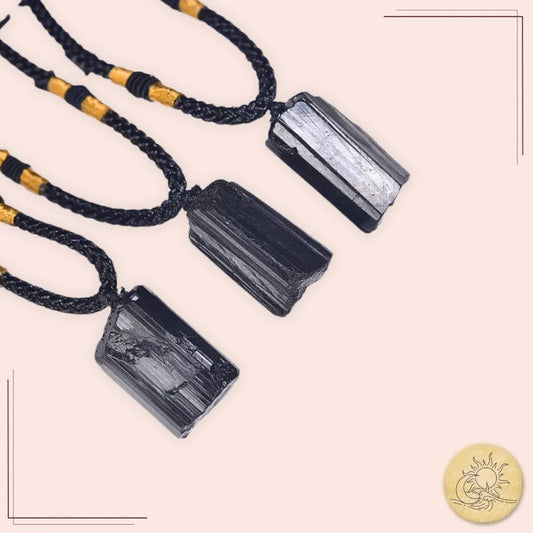 Collier en Tourmaline Noire brute – bijou de protection et d’ancrage – pierre naturelle énergétique – Aura Cristal